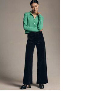 Anthropologie Black Wide-Leg Corduroy Pants